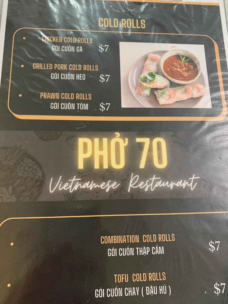 Menu, Pho 70