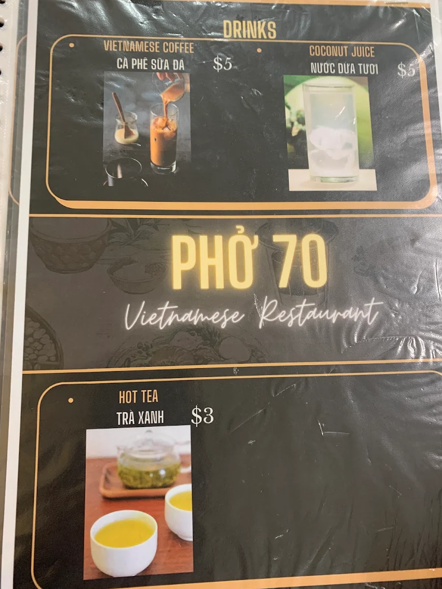 Menu, Pho 70