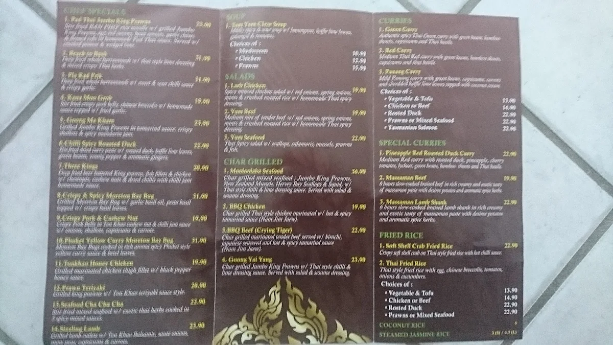 Menu, Ton Khao Bistro