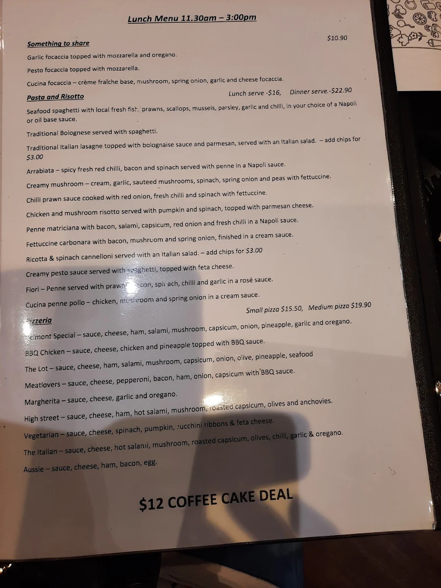 Menu, Cucina One12