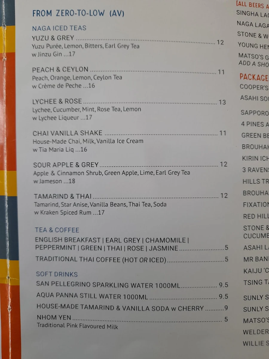 Menu, NAGA