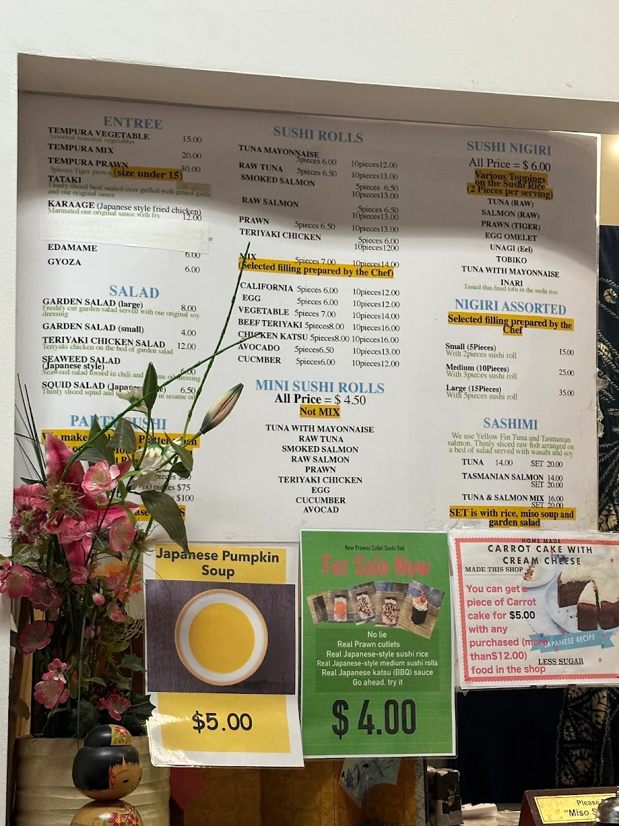 Menu, Momiji Japanese Takeaway Belmont WA
