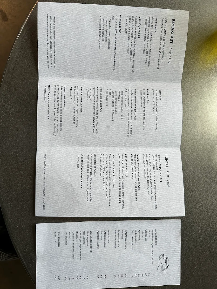 Menu, CIBI