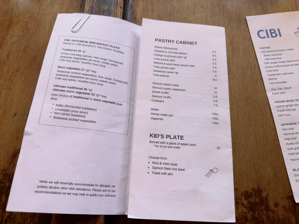 Menu, CIBI