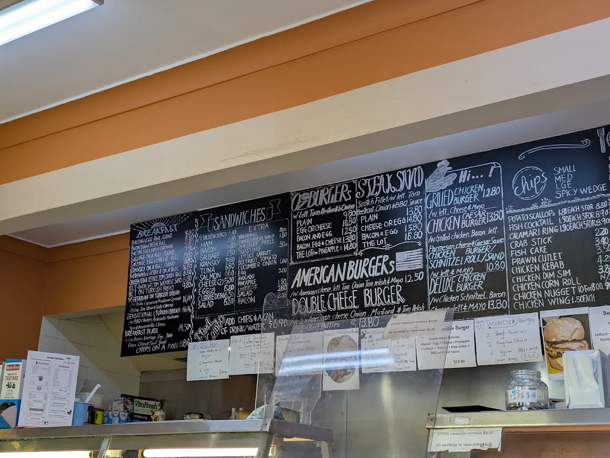 Menu, Acacia Takeaway Food