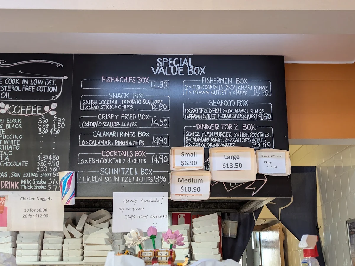 Menu, Acacia Takeaway Food