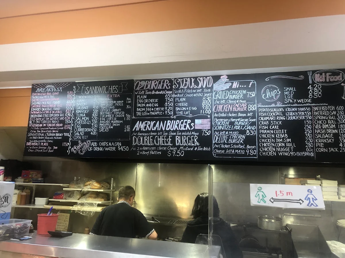 Menu, Acacia Takeaway Food