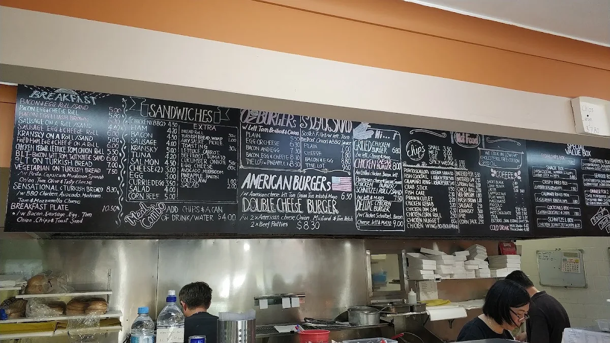 Menu, Acacia Takeaway Food