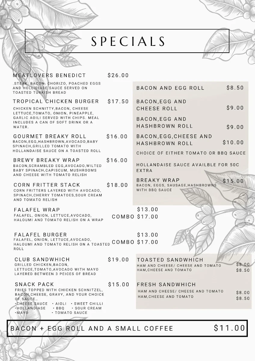 Menu, Brewlicious Cafe & Juice Bar/ Brewlicious Desserts