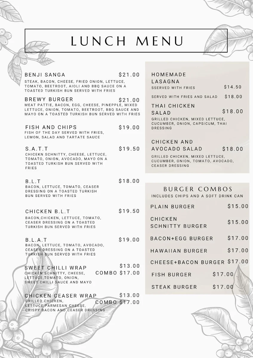 Menu, Brewlicious Cafe & Juice Bar/ Brewlicious Desserts