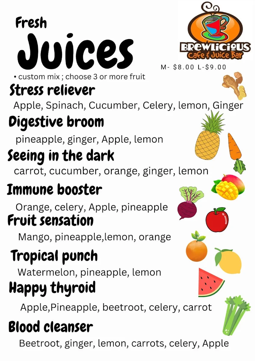 Menu, Brewlicious Cafe & Juice Bar/ Brewlicious Desserts