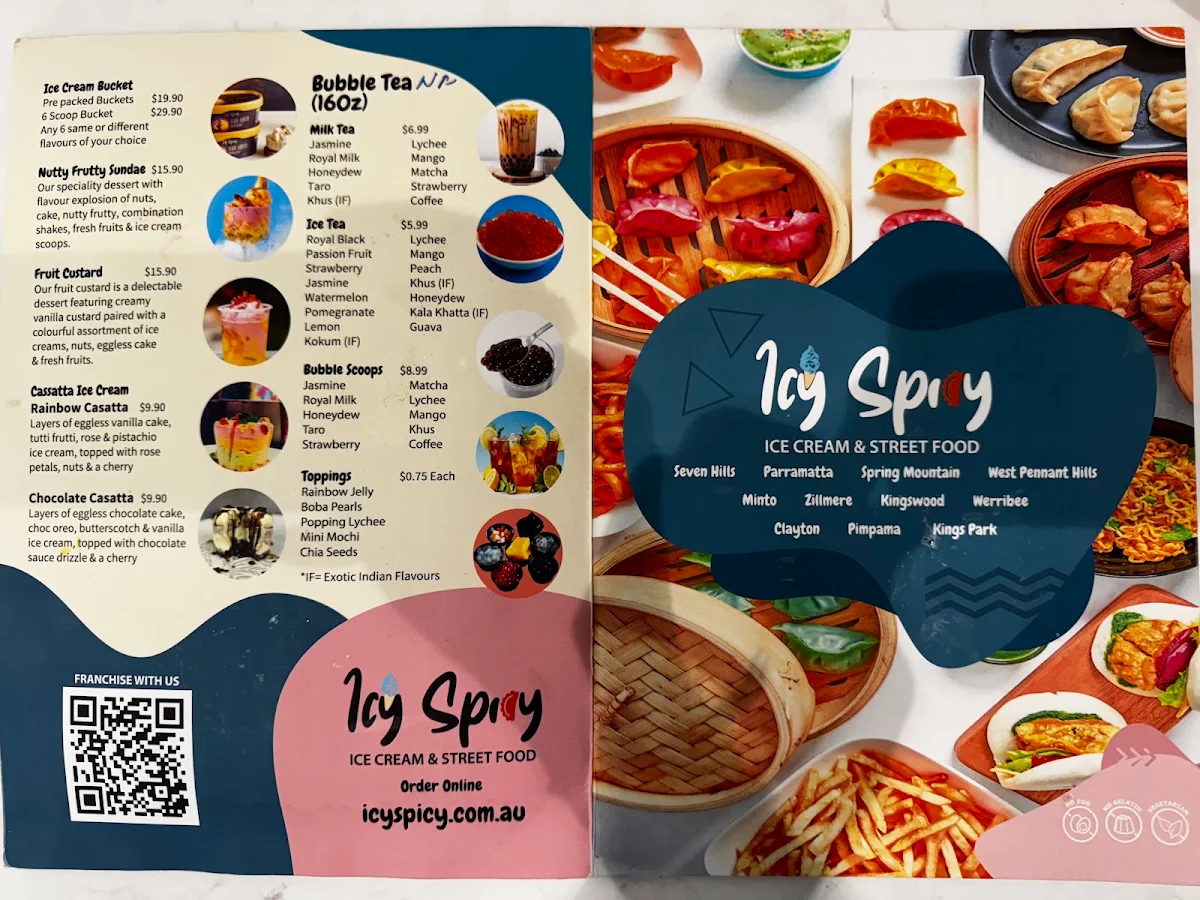 Menu, Icy Spicy Kings Park