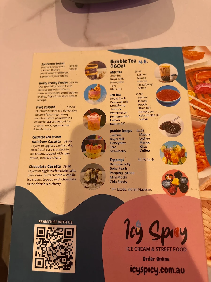 Menu, Icy Spicy Kings Park