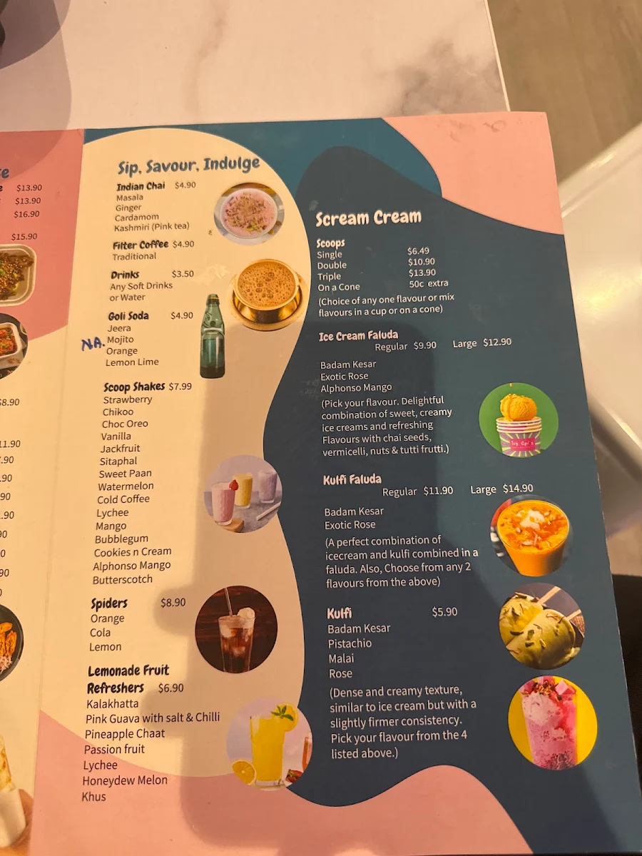Menu, Icy Spicy Kings Park