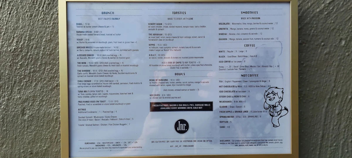 Menu, Junior Malvern