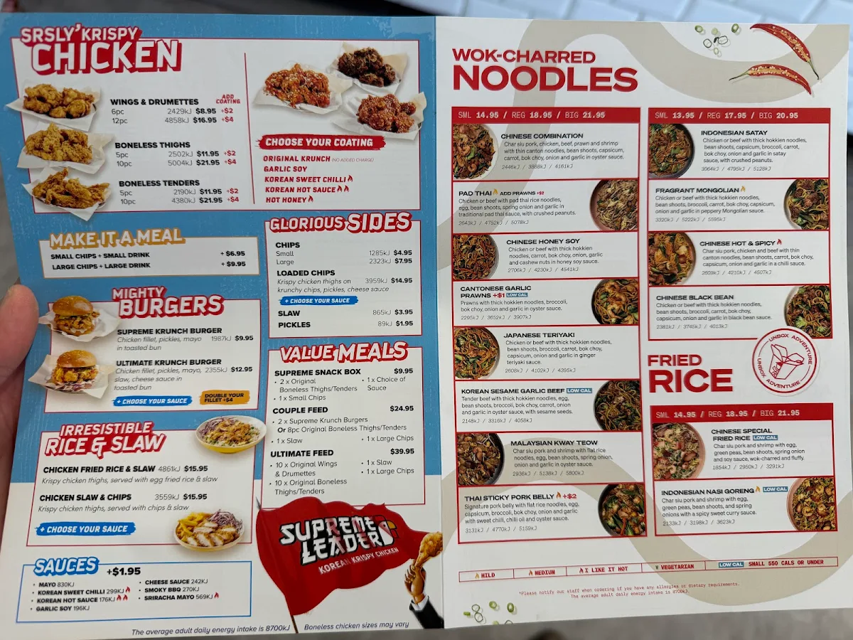 Menu, Noodle Box Devonport