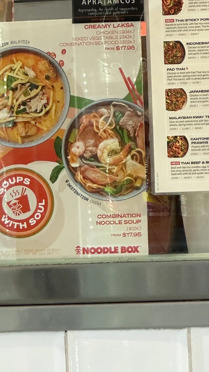 Menu, Noodle Box Devonport