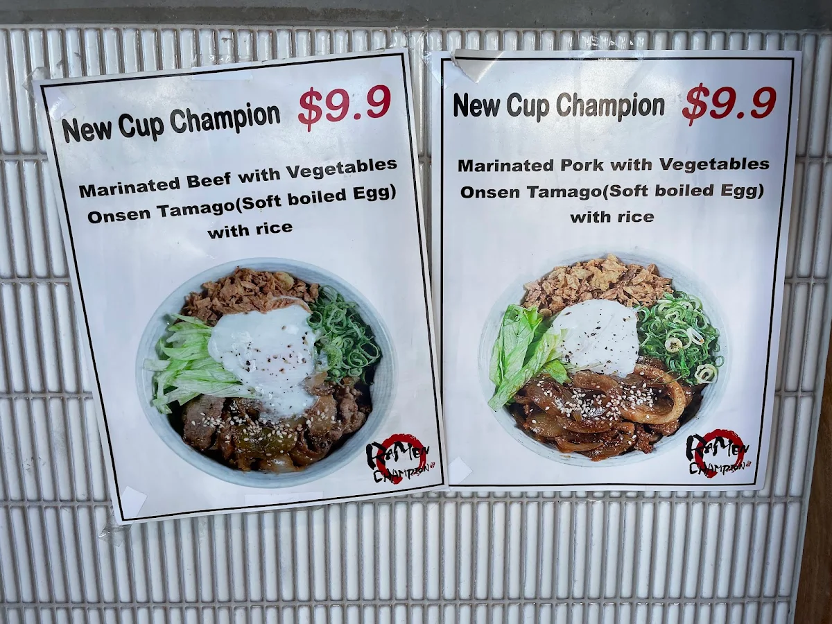 Menu, Ramen Champion