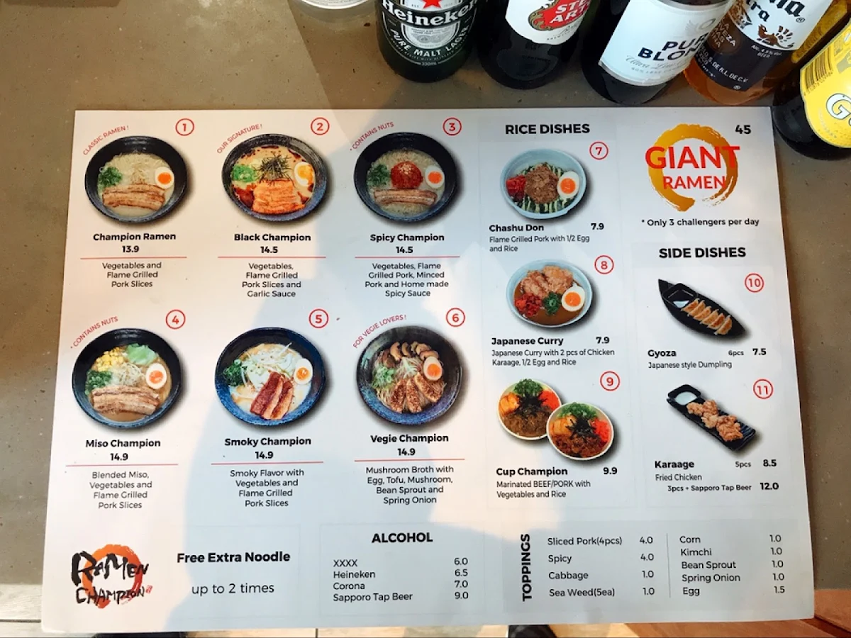 Menu, Ramen Champion