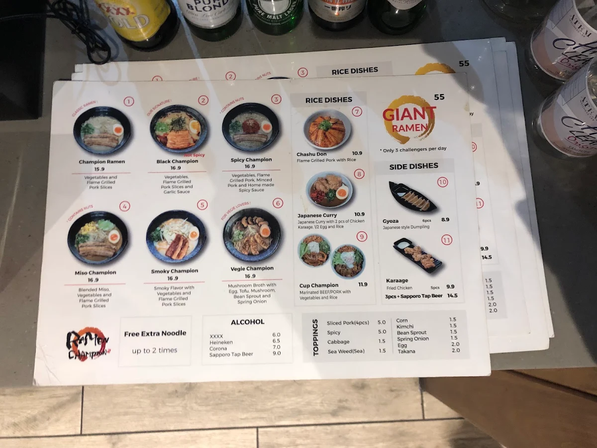 Menu, Ramen Champion