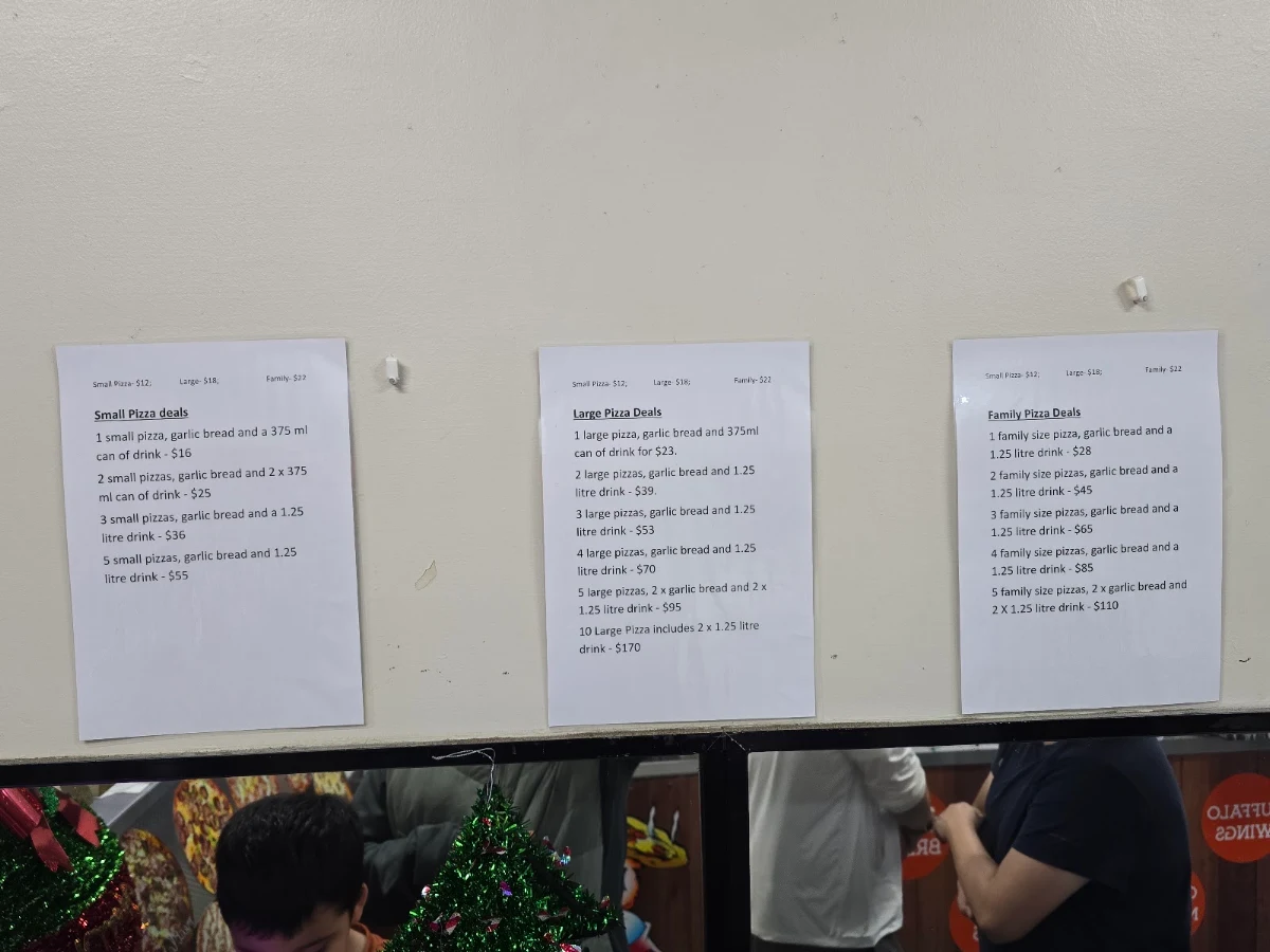 Menu, Ricciolini's Pizza Pasta House