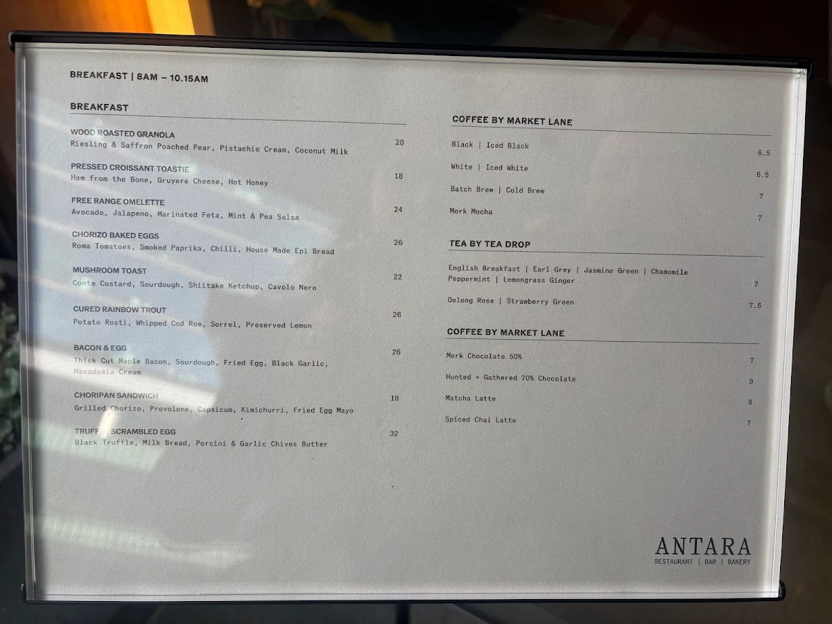 Menu, ARU at Antara