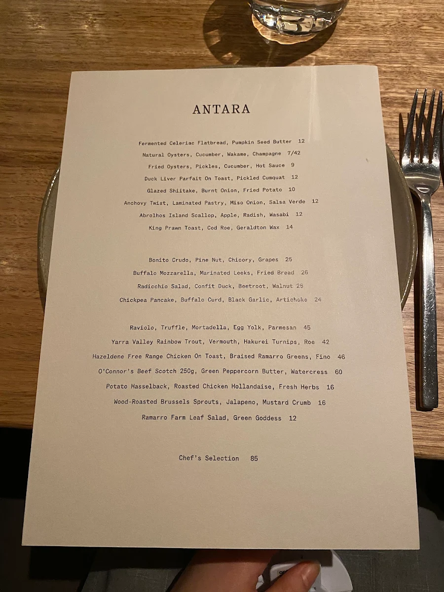 Menu, ARU at Antara