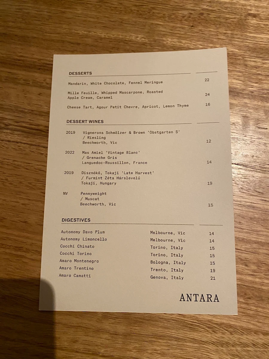 Menu, ARU at Antara