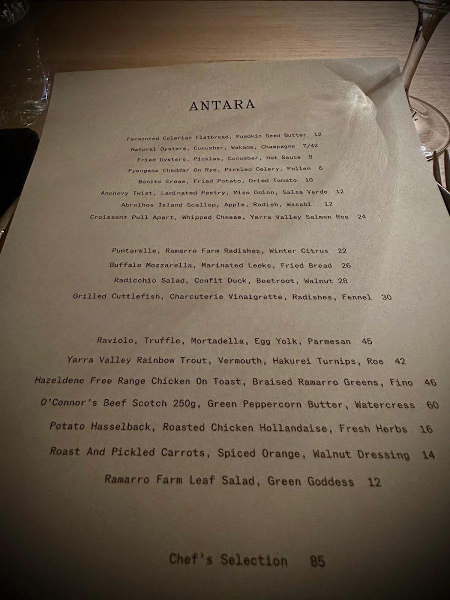Menu, ARU at Antara