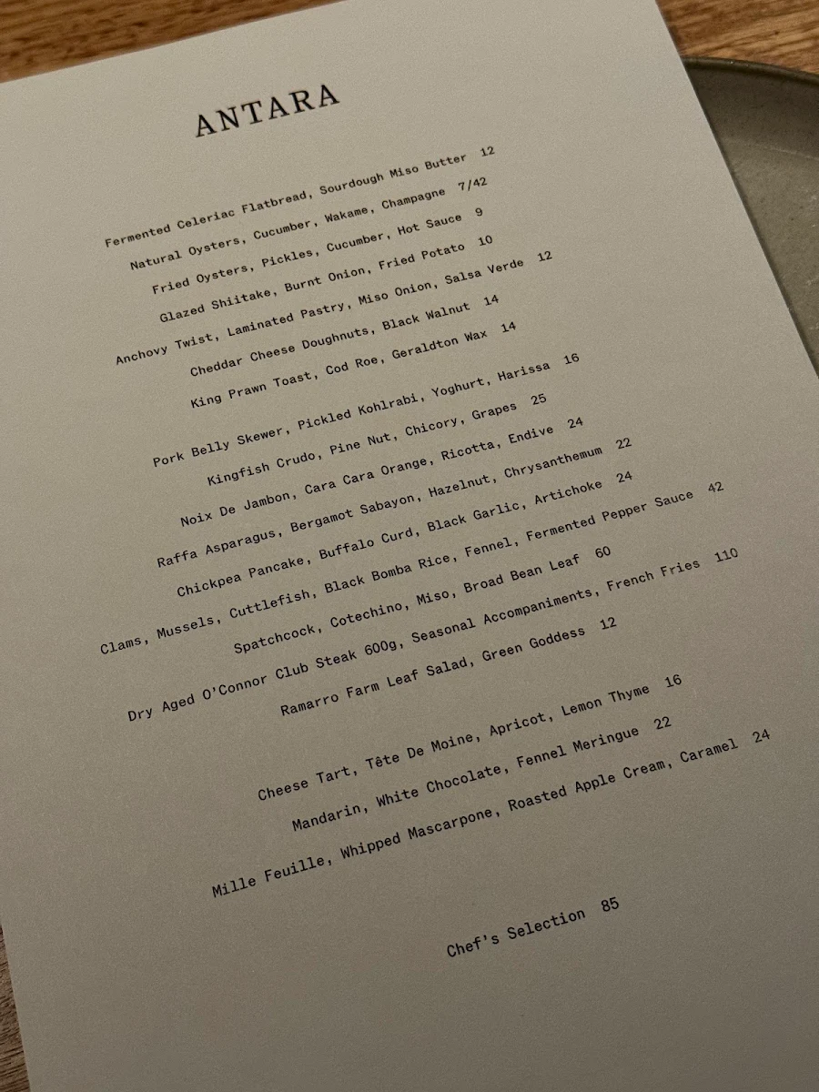 Menu, ARU at Antara