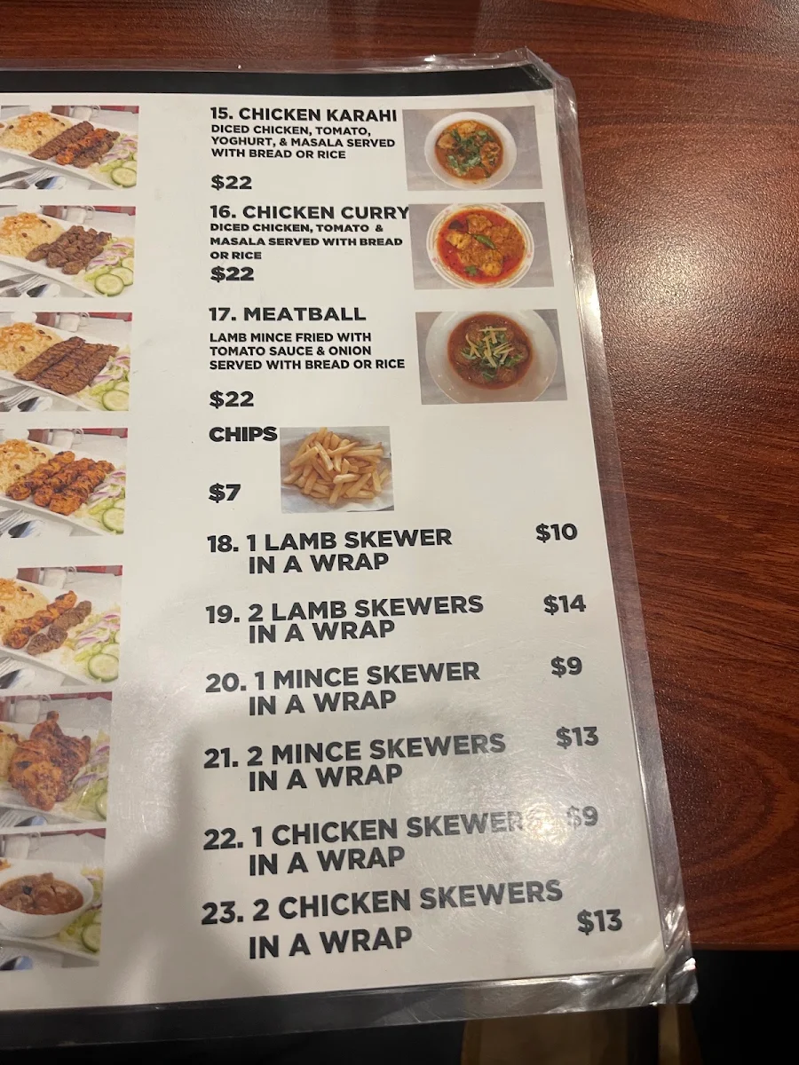 Menu, Afghan Cuisine and Charcoal Kebab House
