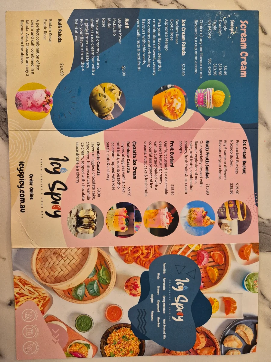 Menu, Icy Spicy Kingswood