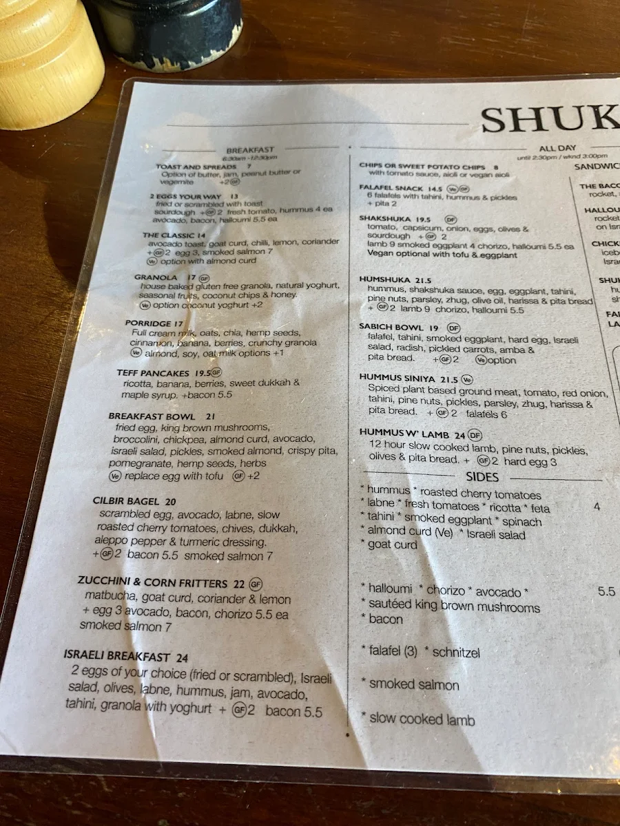 Menu, Shuk Chatswood