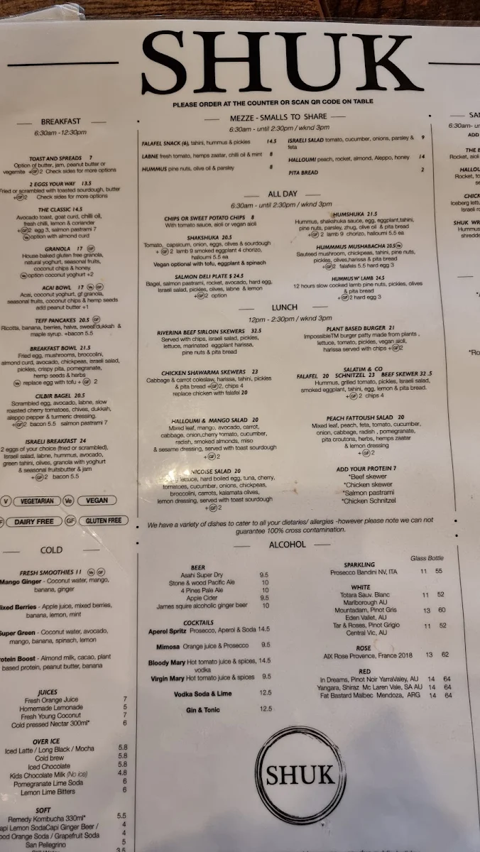 Menu, Shuk Chatswood