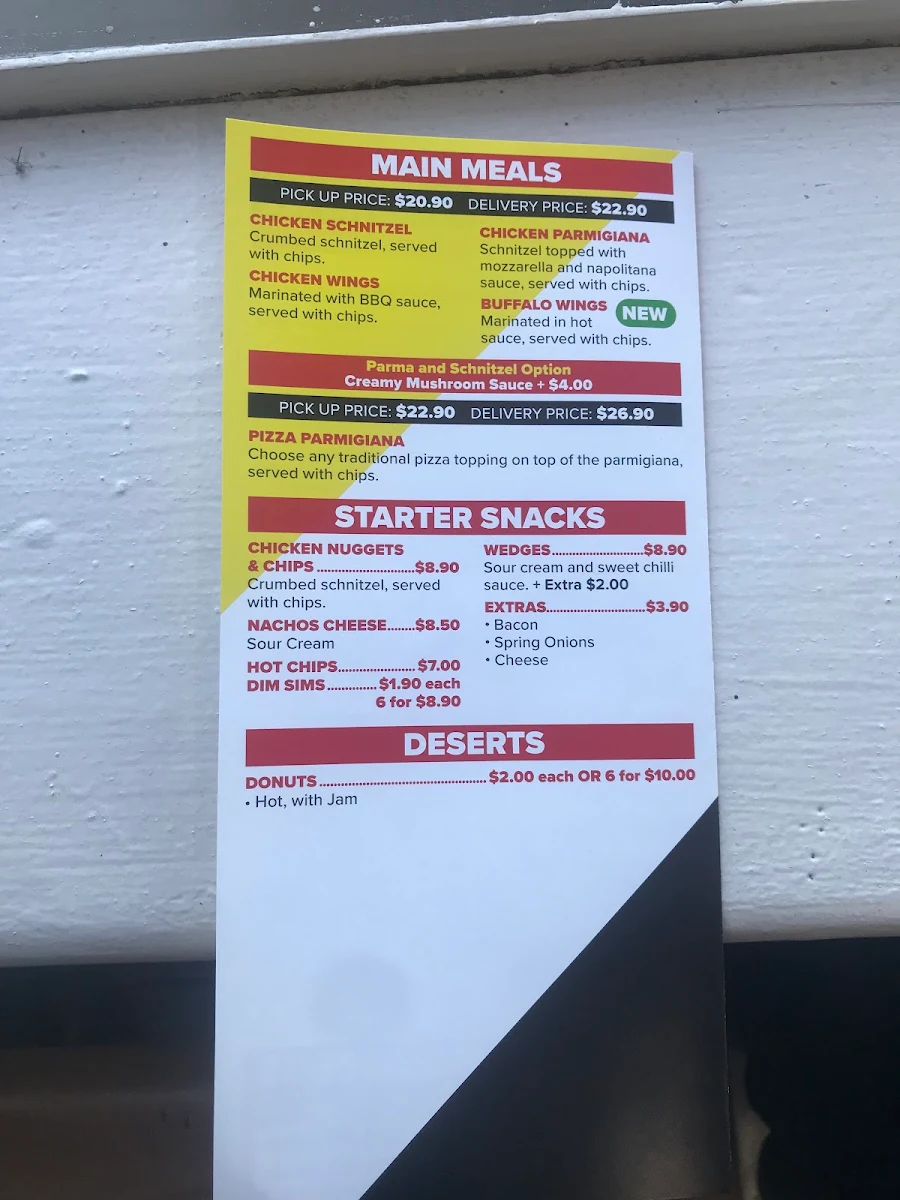 Menu, The Pizza Nest