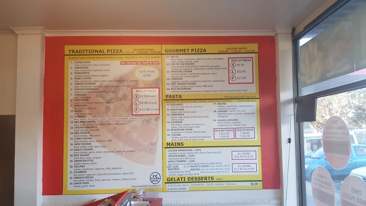 Menu, The Pizza Nest
