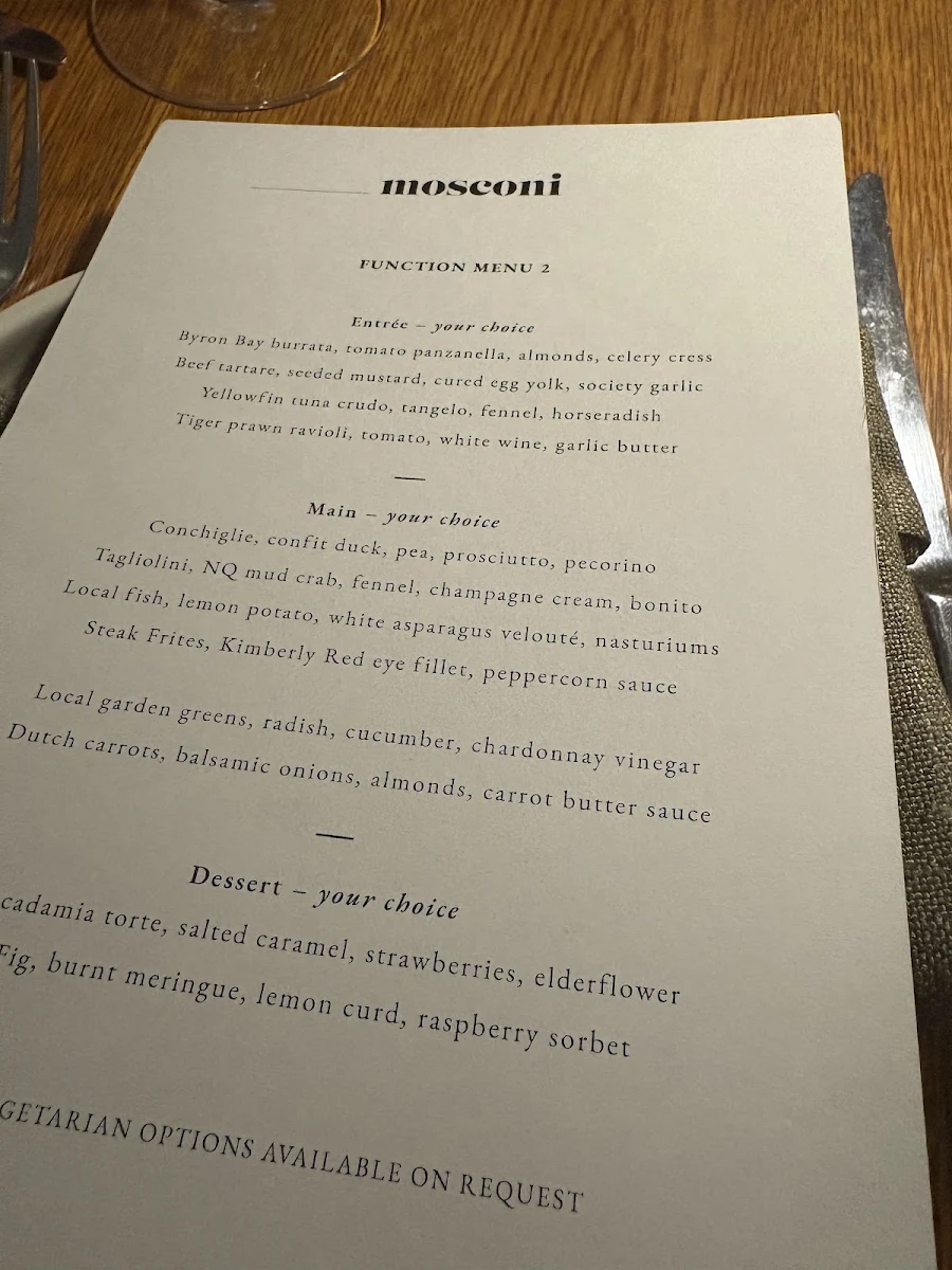 Menu, Mosconi