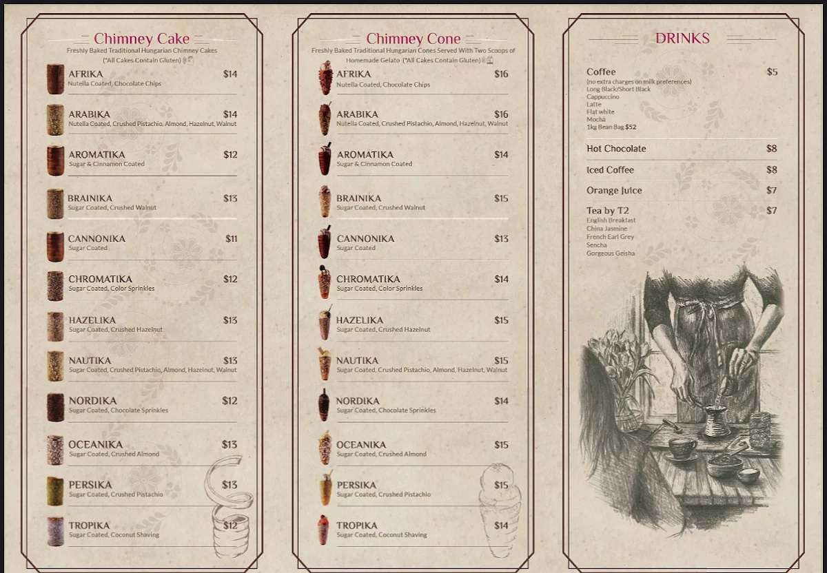 Menu, Merika Cafe & Restaurant