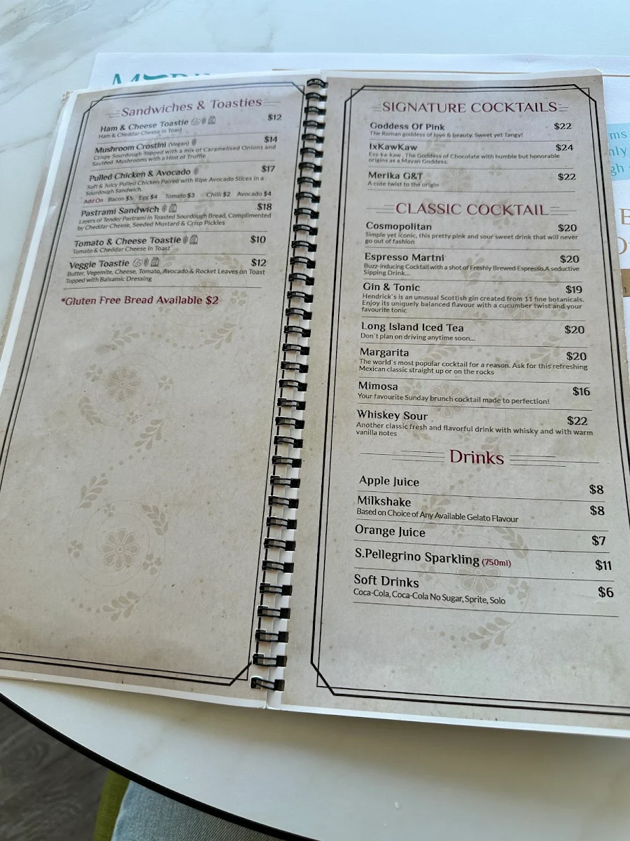 Menu, Merika Cafe & Restaurant