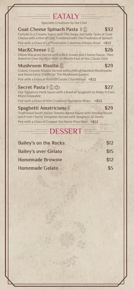 Menu, Merika Cafe & Restaurant