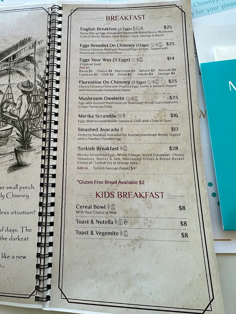 Menu, Merika Cafe & Restaurant