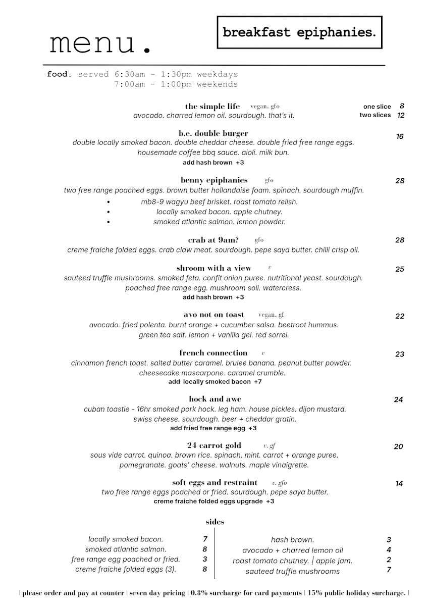 Menu, breakfast epiphanies