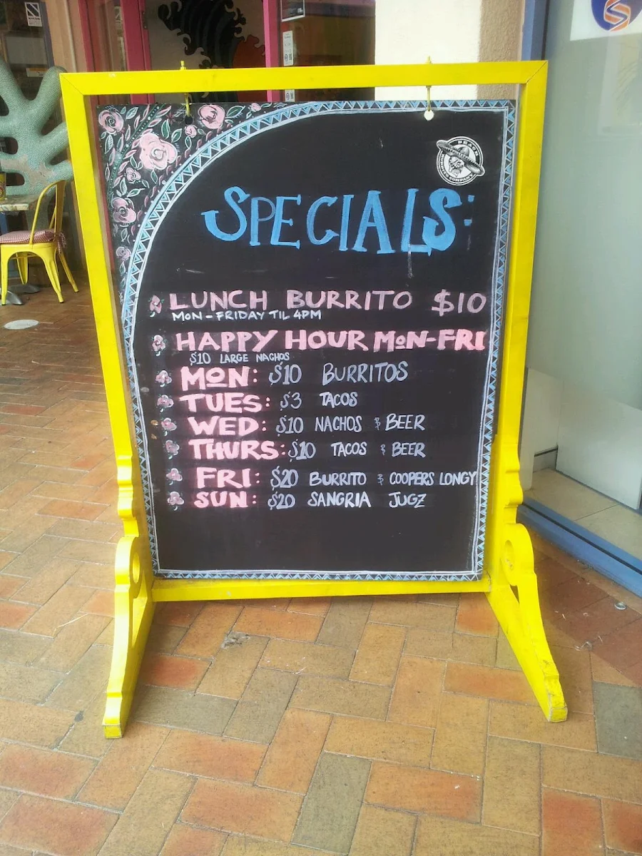Menu, Beach Burrito Co. Coogee
