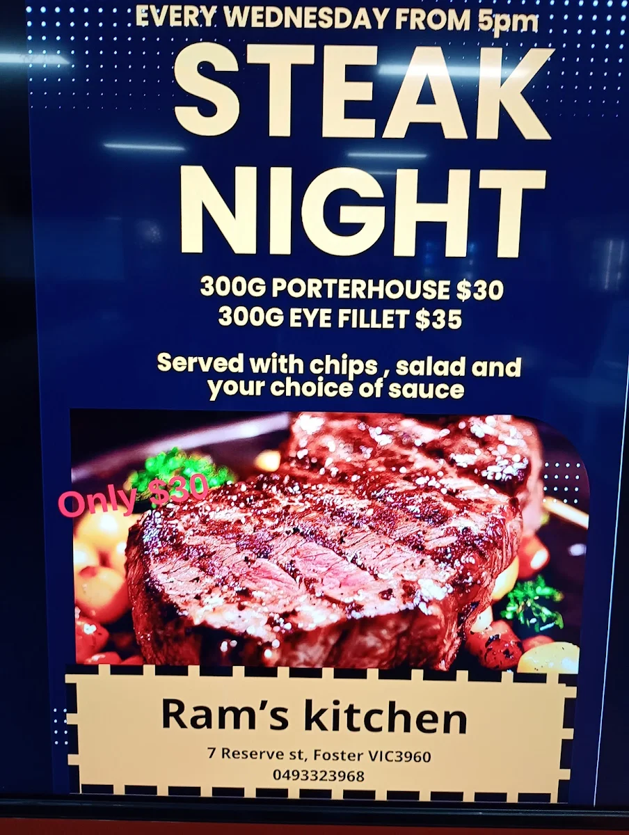 Menu, Ram's kitchen @ foster golf club