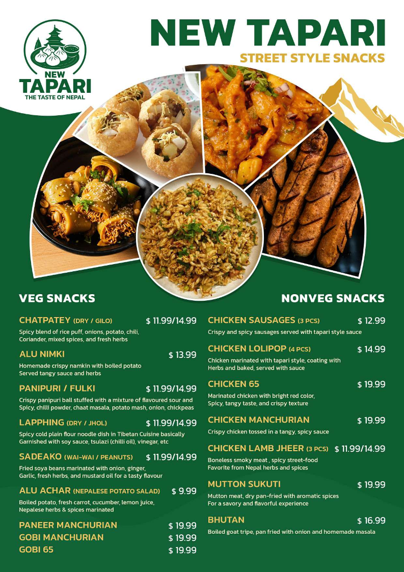 Menu, New Tapari
