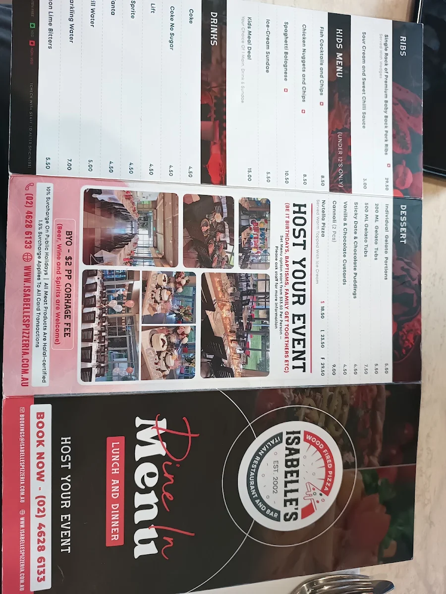 Menu, Isabelle's – Italian Restaurant, Bar & Woodfired Pizza