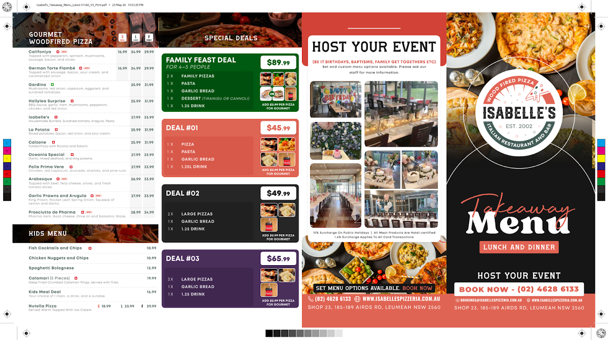 Menu, Isabelle's – Italian Restaurant, Bar & Woodfired Pizza