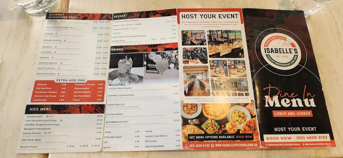 Menu, Isabelle's – Italian Restaurant, Bar & Woodfired Pizza