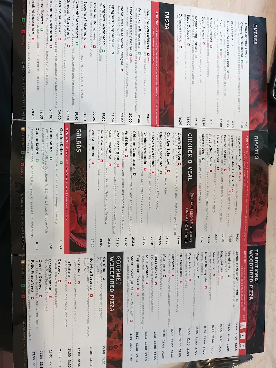 Menu, Isabelle's – Italian Restaurant, Bar & Woodfired Pizza