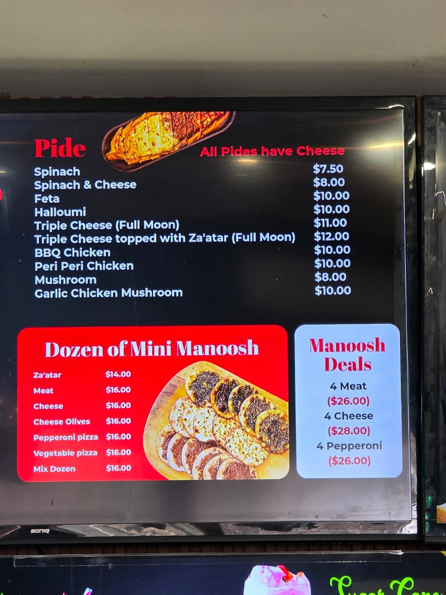 Menu, Mina Auburn Pizzeria